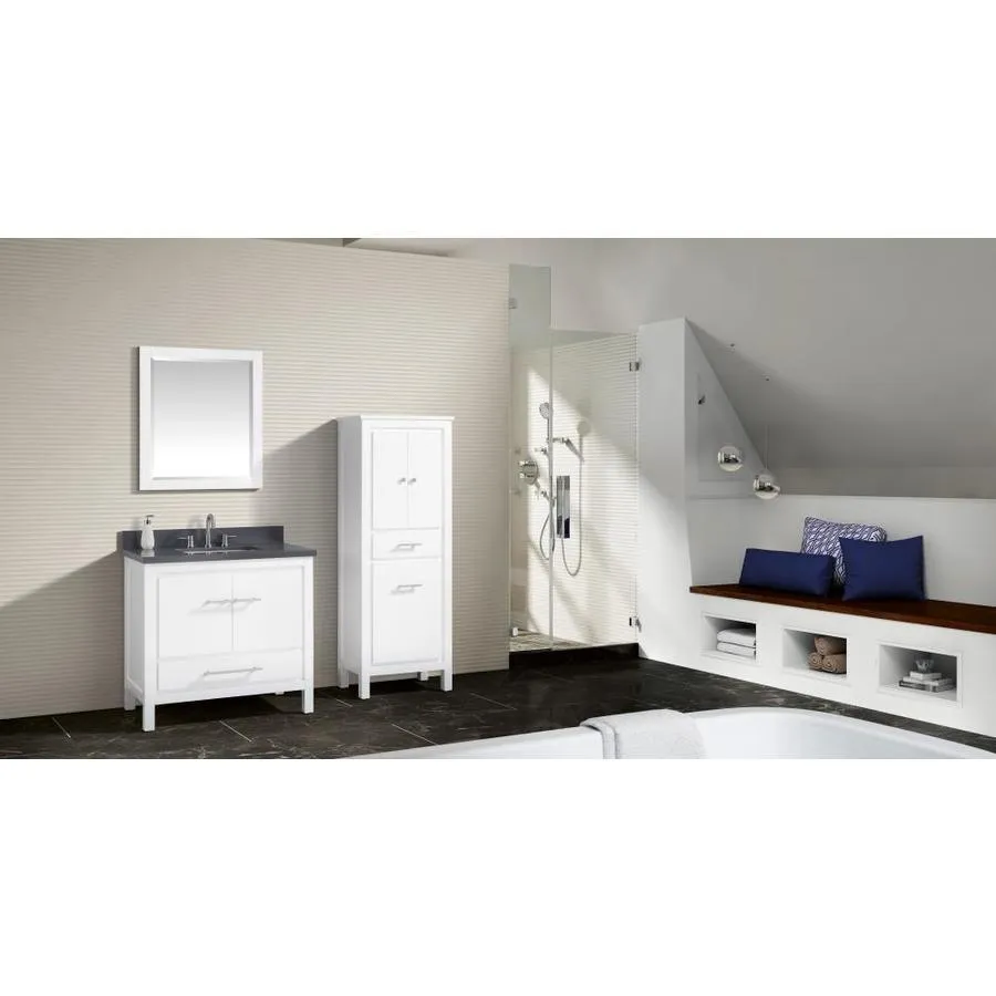 Azzuri Riley 37-in White Single Sink Bathroom Vanity with Gray Quartz Top, photo 2 of 5