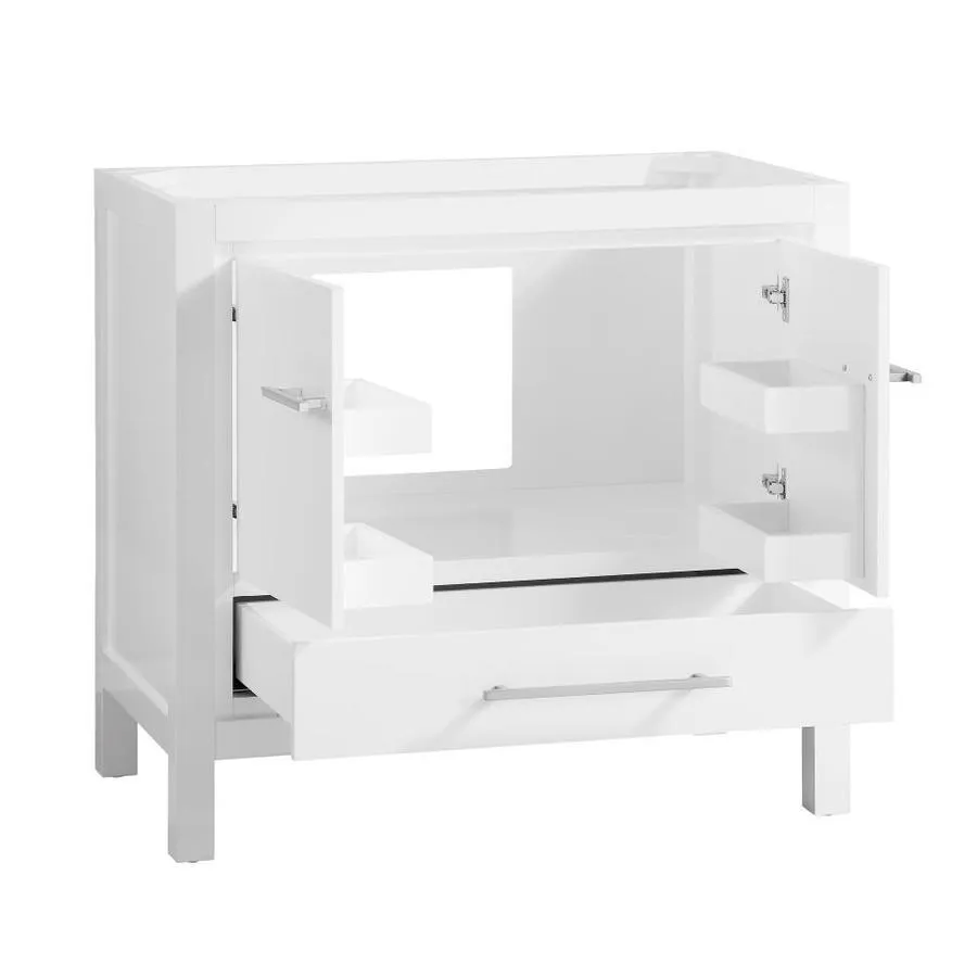 Azzuri Riley 37-in White Single Sink Bathroom Vanity with Gray Quartz Top, photo 3 of 5