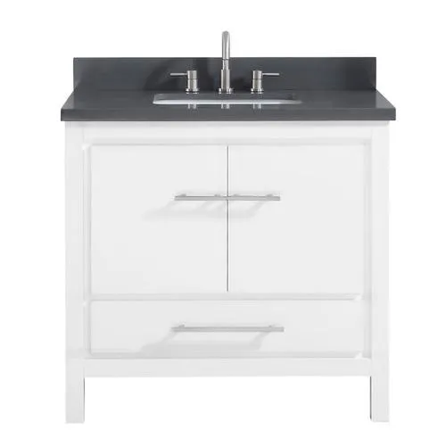 Azzuri Riley 37-in White Single Sink Bathroom Vanity with Gray Quartz Top, photo 4 of 5