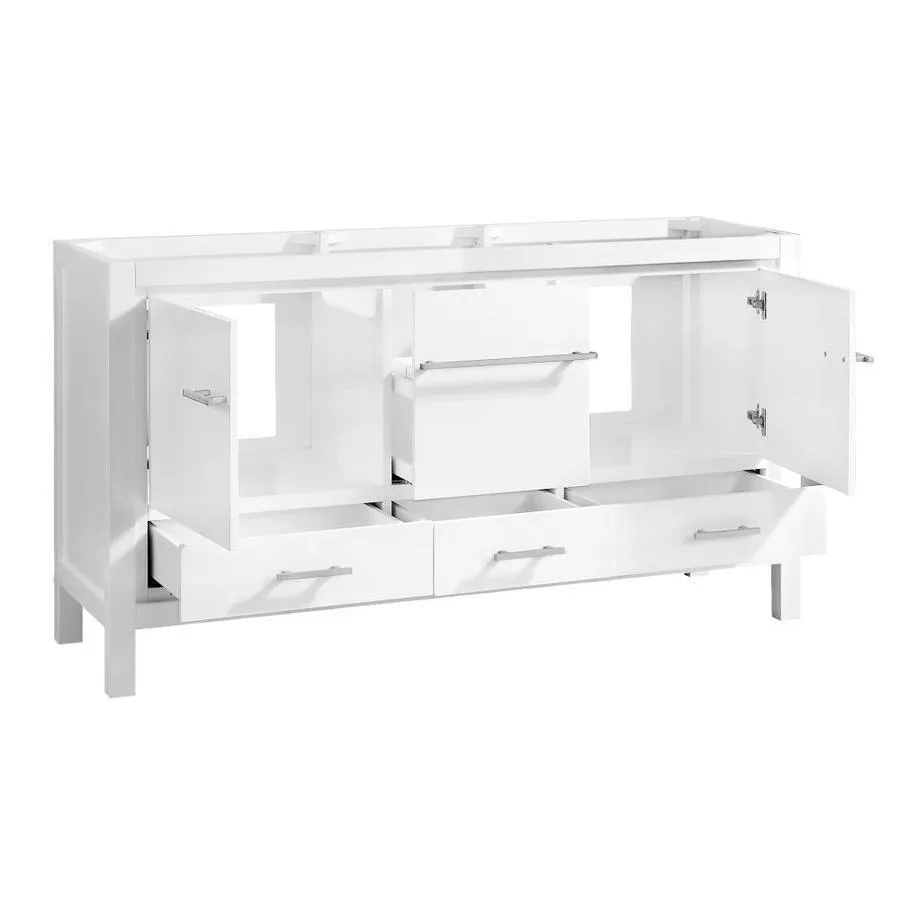 Azzuri Riley 61-in White Double Sink Bathroom Vanity with Gray Quartz Top, photo 3 of 5