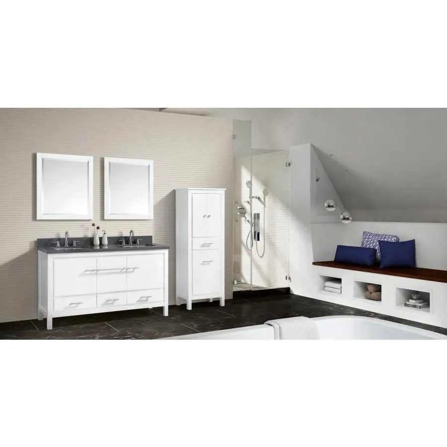 Azzuri Riley 61-in White Double Sink Bathroom Vanity with Gray Quartz Top, photo 2 of 5