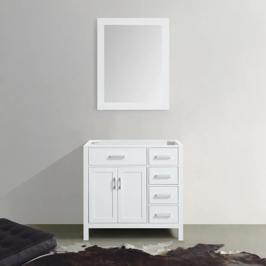 Beaumont Decor Hampton 36-in White Bathroom Vanity Cabinet (Mirror Included), photo 3 of 4