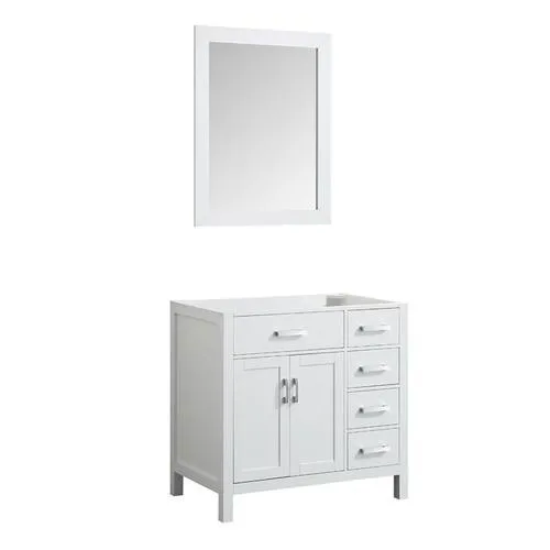 Beaumont Decor Hampton 36-in White Bathroom Vanity Cabinet (Mirror Included), photo 4 of 4