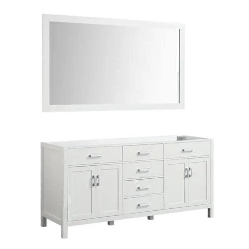 Beaumont Decor Hampton 72-in White Bathroom Vanity Cabinet (Mirror Included), photo 3 of 3