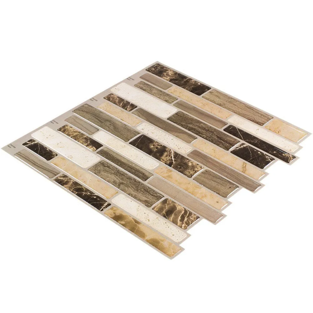 Peel&Stick Mosaics Peel and Stick Mosaics Grey Mist 10-in x 10-in Glossy Composite Linear Mosaic Peel & Stick Tile, photo 6 of 8