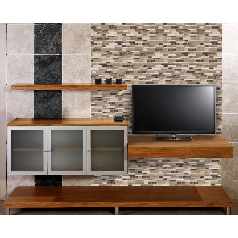 Peel&Stick Mosaics Peel and Stick Mountain Terrain 10-in x 10-in Glossy Composite Linear Mosaic Peel & Stick Tile, photo 7 of 10