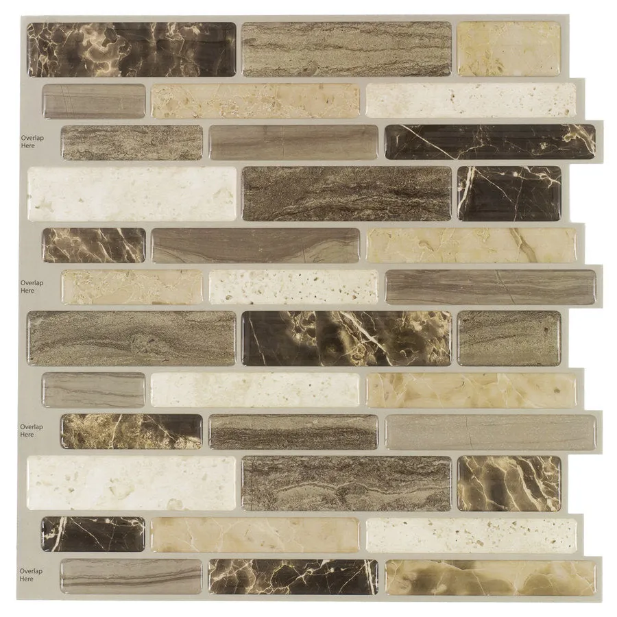 Peel&Stick Mosaics Verona Beige 10-in x 10-in Glossy Composite Linear Mosaic Peel & Stick Tile, photo 2 of 7
