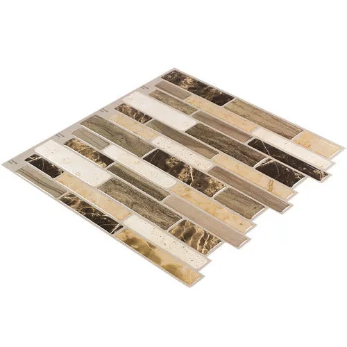 Peel&Stick Mosaics Verona Beige 10-in x 10-in Glossy Composite Linear Mosaic Peel & Stick Tile, photo 3 of 7
