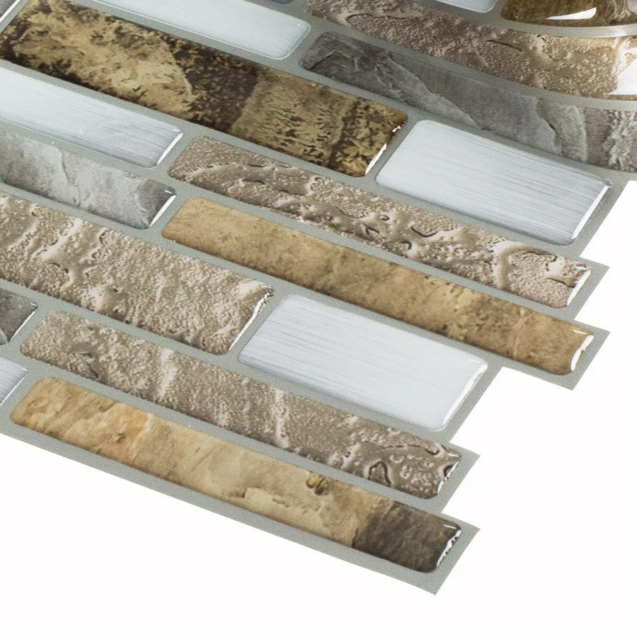 Peel&Stick Mosaics Peel and Stick Mountain Terrain 10-in x 10-in Glossy Composite Linear Mosaic Peel & Stick Tile, photo 2 of 10