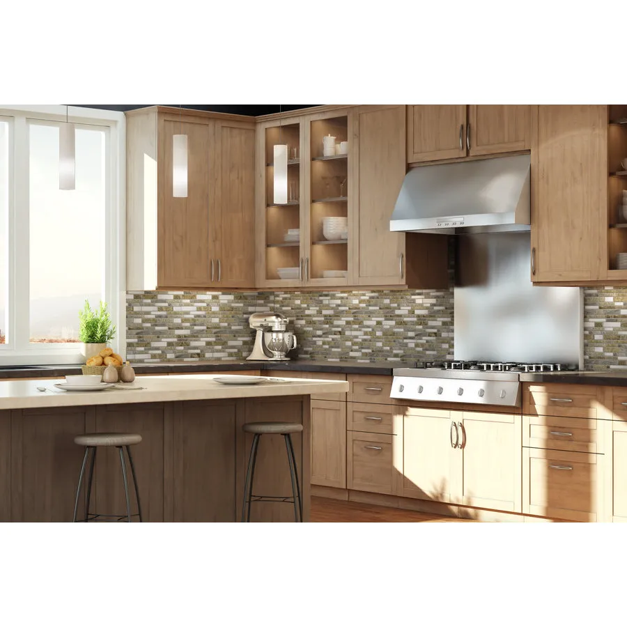 Peel&Stick Mosaics Peel and Stick Mountain Terrain 10-in x 10-in Glossy Composite Linear Mosaic Peel & Stick Tile, photo 4 of 10
