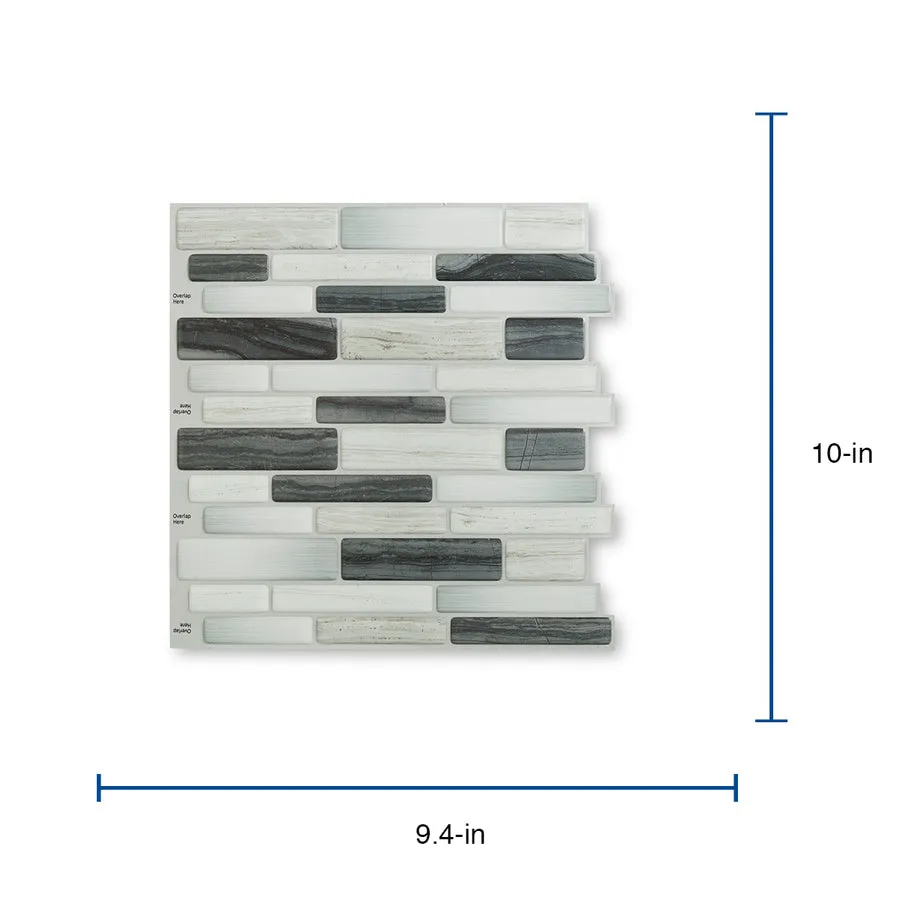 Peel&Stick Mosaics Peel and Stick Mountain Terrain 10-in x 10-in Glossy Composite Linear Mosaic Peel & Stick Tile, photo 8 of 10