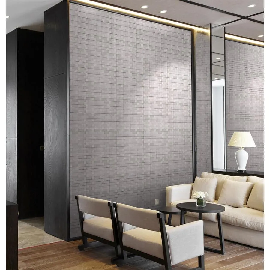 Peel&Stick Mosaics Peel and Stick Stainless-Block 12-in x 12-in Metallic Metal Linear Peel & Stick Wall Tile, photo 7 of 8
