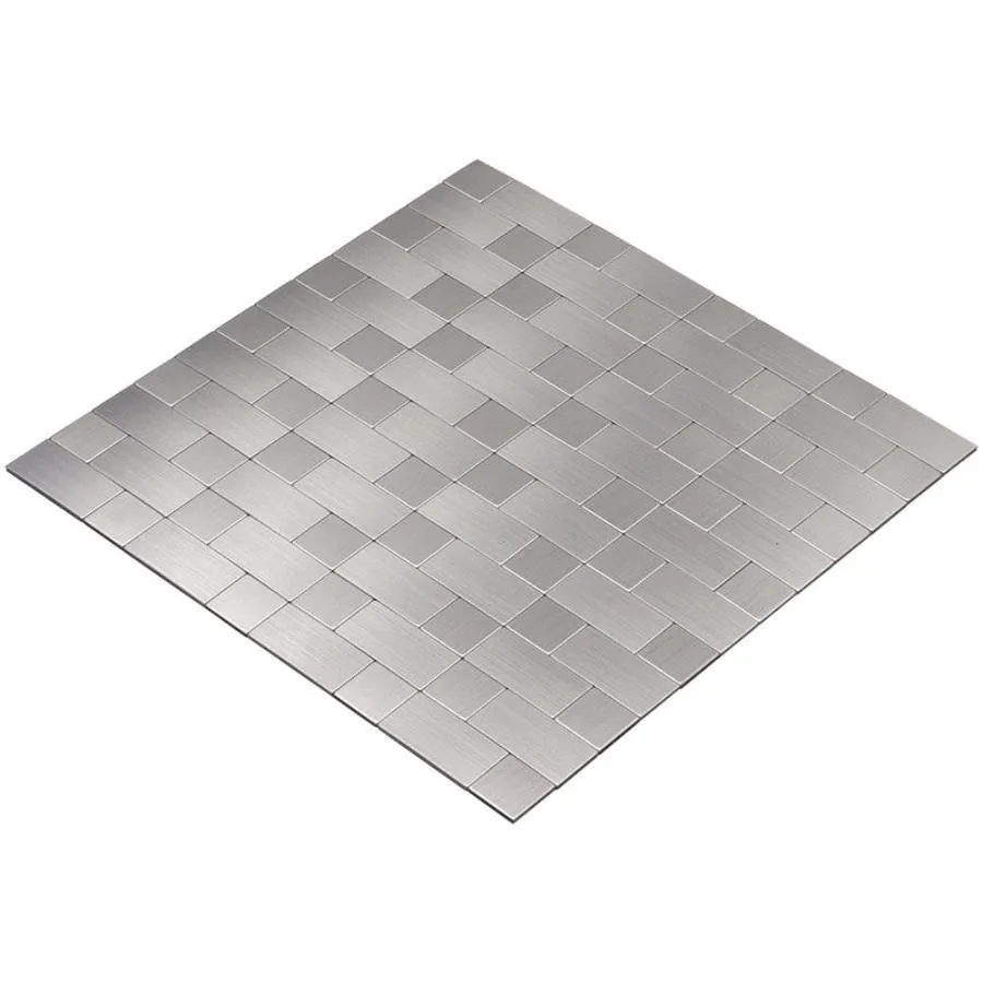 Peel&Stick Mosaics Peel and Stick Stainless-Block 12-in x 12-in Metallic Metal Linear Peel & Stick Wall Tile, photo 2 of 8
