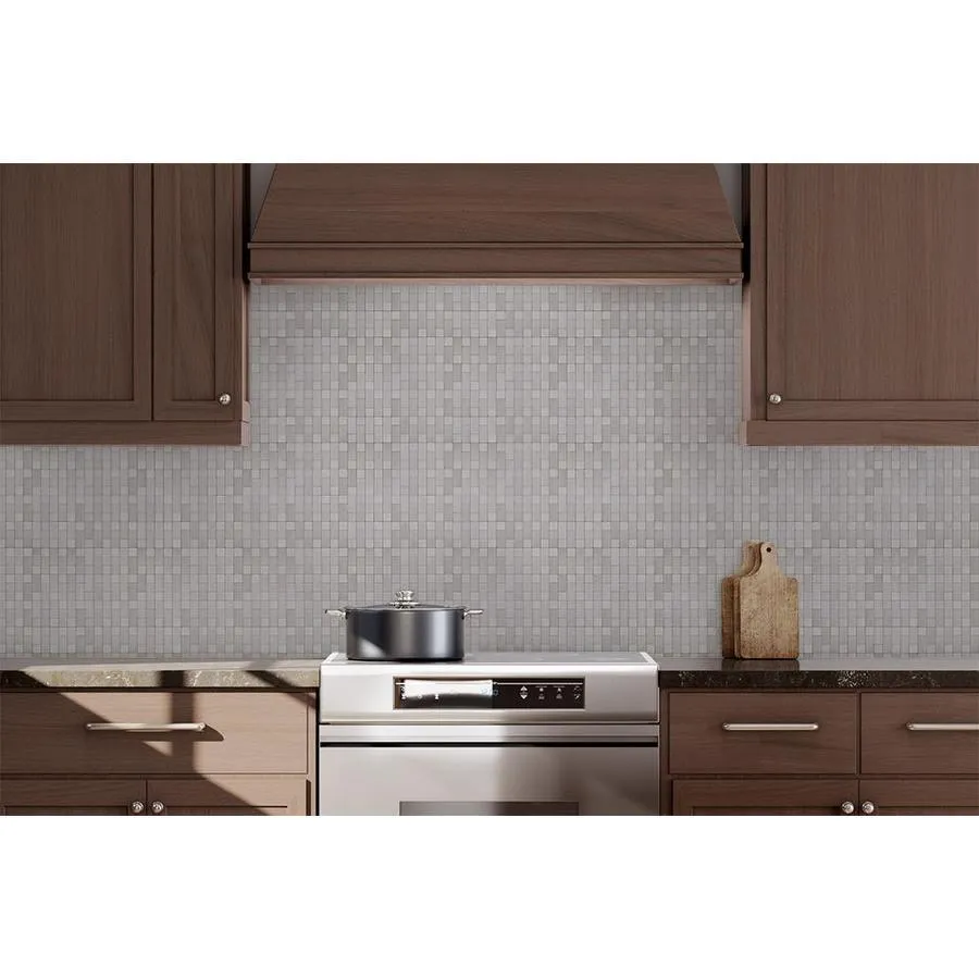 Peel&Stick Mosaics Peel and Stick Stainless-Block 12-in x 12-in Metallic Metal Linear Peel & Stick Wall Tile, photo 5 of 8