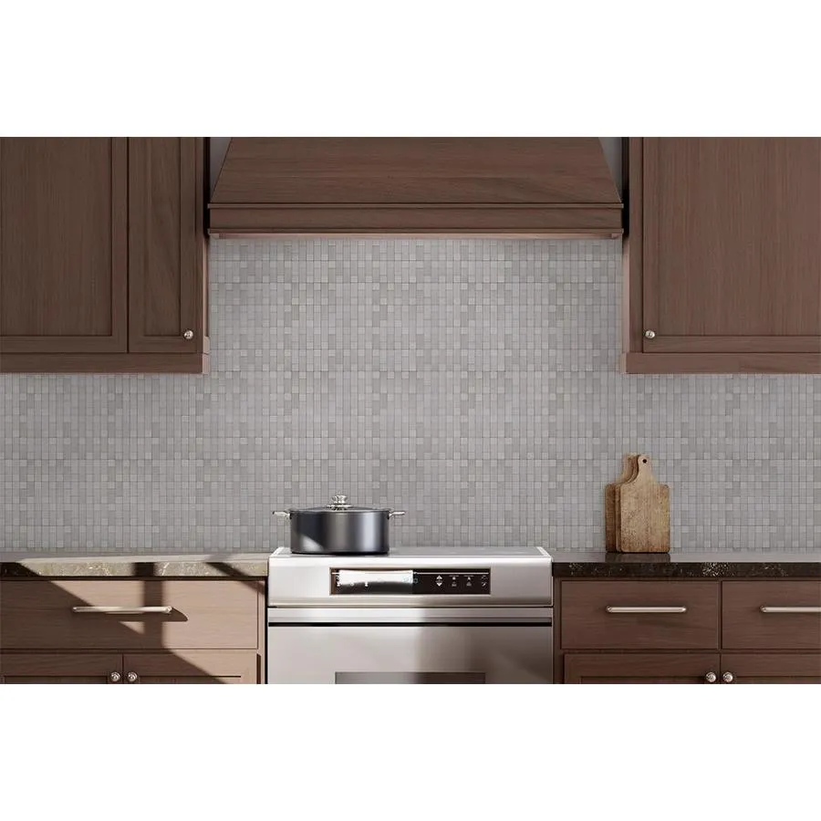 Peel&Stick Mosaics Peel and Stick Stainless-Block 12-in x 12-in Metallic Metal Linear Mosaic Peel & Stick Tile, photo 5 of 8