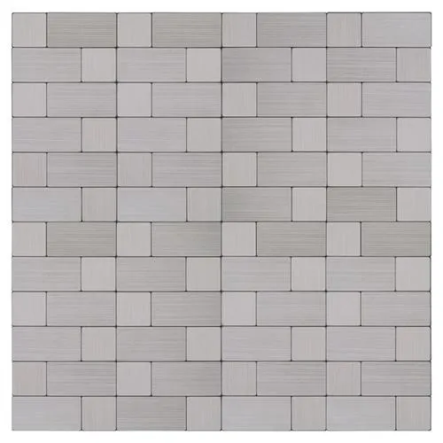 Peel&Stick Mosaics Peel and Stick Stainless-Block 12-in x 12-in Metallic Metal Linear Mosaic Peel & Stick Tile, photo 8 of 8