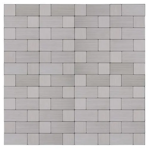 Peel&Stick Mosaics Peel and Stick Stainless-Block 12-in x 12-in Metallic Metal Linear Peel & Stick Wall Tile, photo 8 of 8
