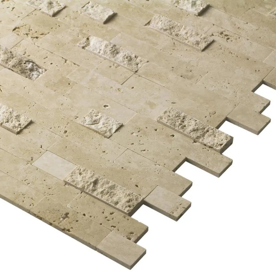 Peel&Stick Mosaics Peel and Stick Stacked Travertine 12-in x 12-in Multi-Finish Natural Stone Travertine Linear Mosaic Peel & Stick Tile, photo 2 of 8