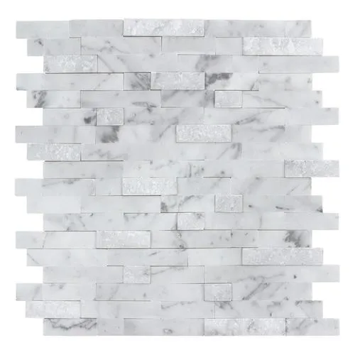 Peel&Stick Mosaics Peel and Stick Stacked Carrara 10-in x 10-in Multi-Finish Natural Stone Travertine Linear Mosaic Peel & Stick Tile, photo 3 of 4