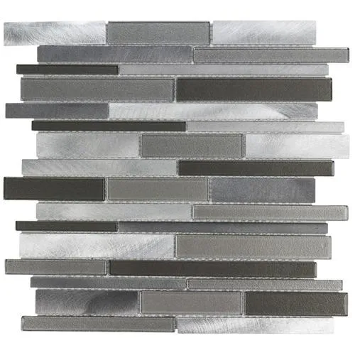 Elida Ceramica Oasis Silver Mix 12-in x 12-in Multi-Finish Glass/Metal Linear Mosaic Wall Tile, photo 6 of 15