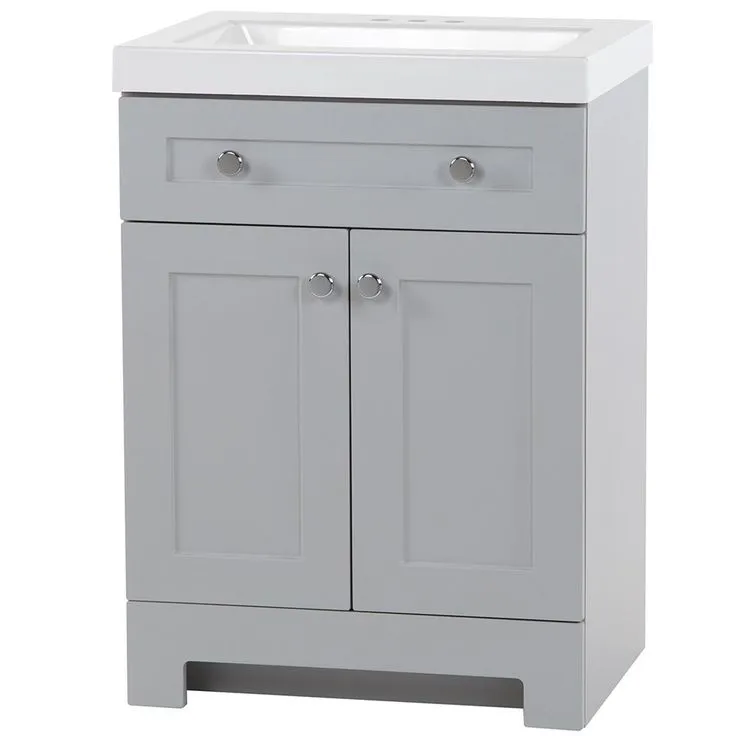 Everdean 24.5 in. W x 19 in. D x 34 in. H Vanity in Pearl Gray with Cultured Marble Vanity Top in White with White Sink, photo 10 of 10