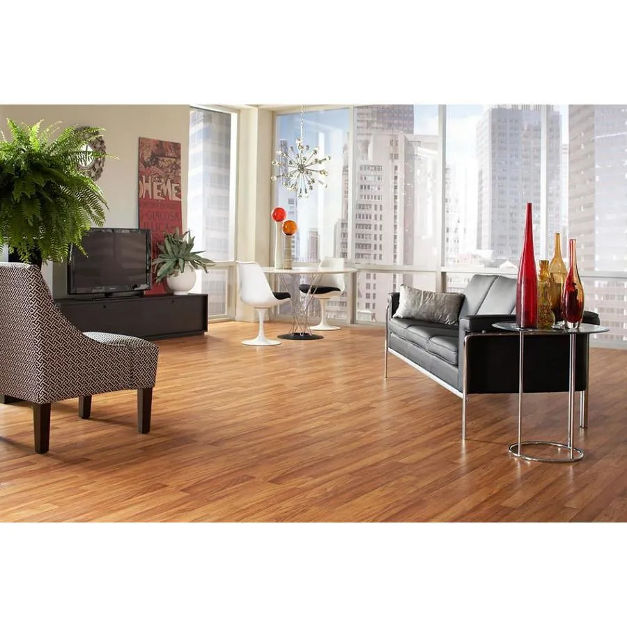 Style Selections Golden Oak 8.7-in W x 47.63-in L Embossed Wood Plank Laminate Flooring, photo 4 of 8