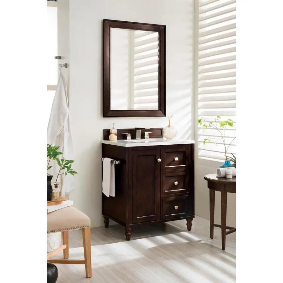 James Martin Vanities Copper Cove Encore 30-in Burnished Mahogany Single Sink Bathroom Vanity with Carrara White Marble Top, photo 2 of 7