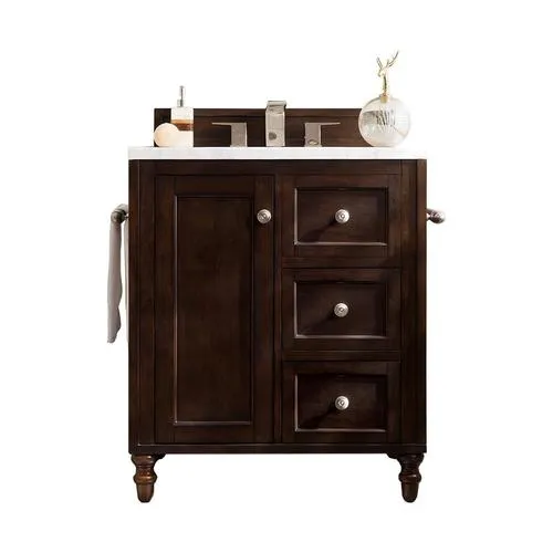 James Martin Vanities Copper Cove Encore 30-in Burnished Mahogany Single Sink Bathroom Vanity with Carrara White Marble Top, photo 5 of 7