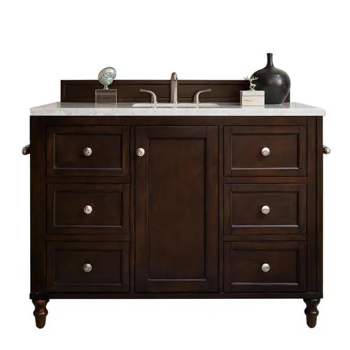 James Martin Vanities Copper Cove Encore 30-in Burnished Mahogany Single Sink Bathroom Vanity with Carrara White Marble Top, photo 6 of 7