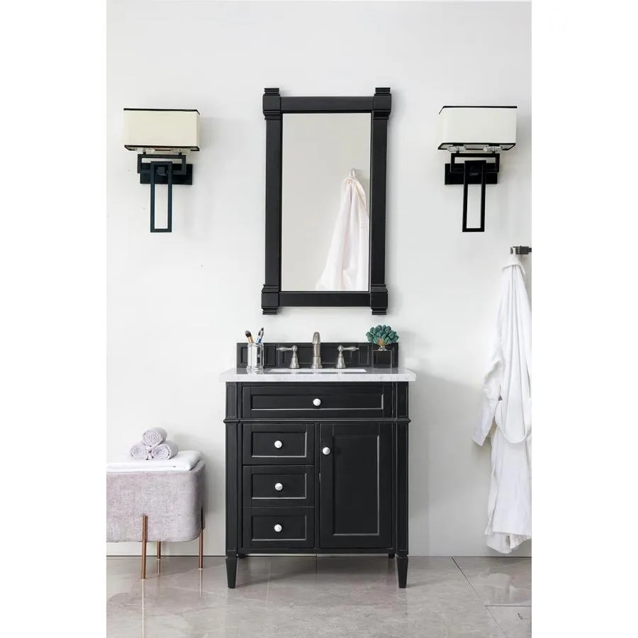 James Martin Vanities Brittany 30-in Cottage White Single Sink Bathroom Vanity with Carrara White Marble Top, photo 7 of 8