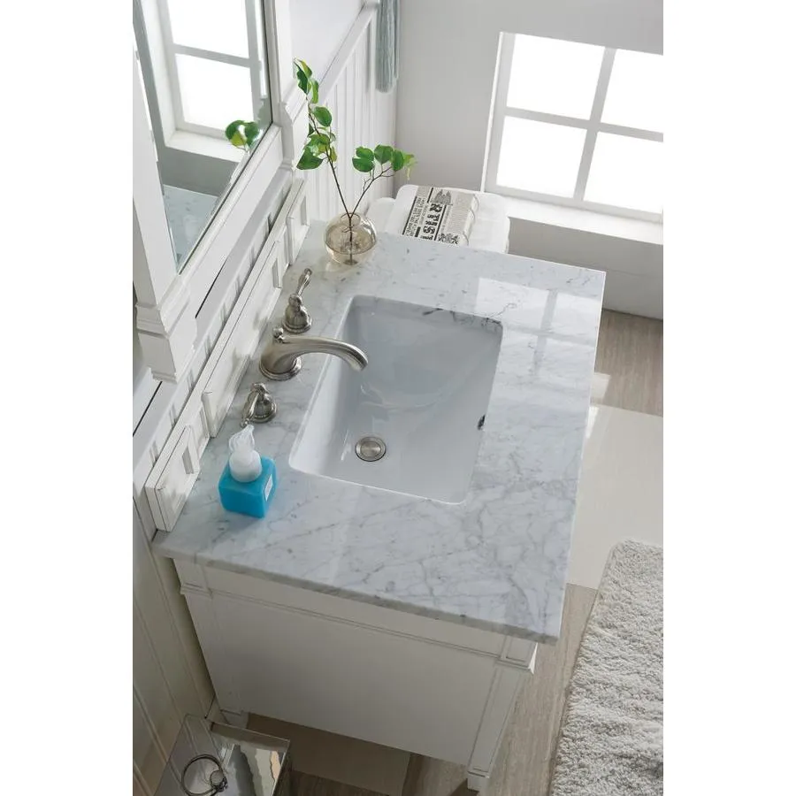 James Martin Vanities Brittany 30-in Cottage White Single Sink Bathroom Vanity with Carrara White Marble Top, photo 5 of 8