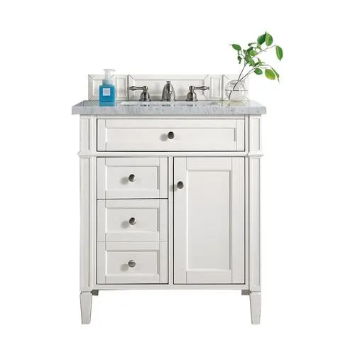 James Martin Vanities Brittany 30-in Cottage White Single Sink Bathroom Vanity with Carrara White Marble Top, photo 6 of 8
