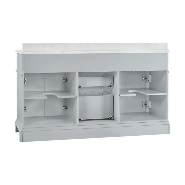 Melpark 60 in. W x 22 in. D Bath Vanity in Dove Grey with a Cultured Marble Vanity Top in White with White Sink, photo 7 of 11