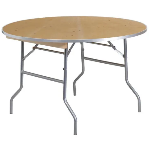 48 × 48 in Indoor Circle Wood Brown Folding Table