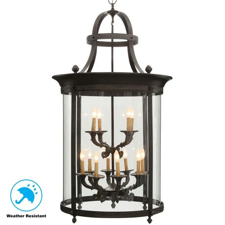 Chatham Collection 12-Light French Bronze Outdoor Hanging Mount Country Influence Foyer Lantern, photo 6 of 9