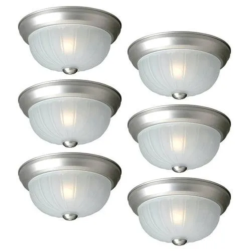 Project Source 6-Pack 10-in Painted Brushed Nickel Traditional Flush Mount Ceiling Light with Frosted Glass, photo 5 of 12