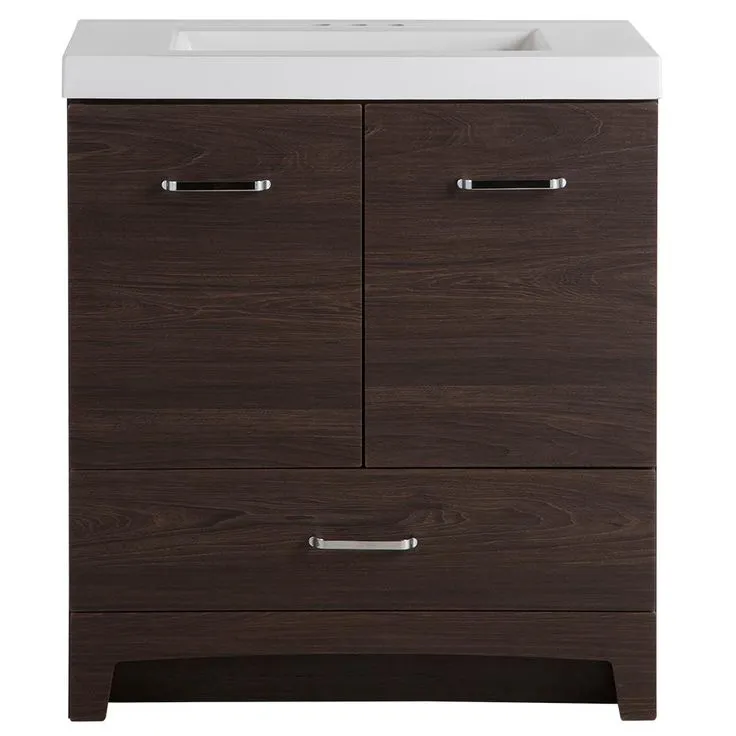 Stancliff 31 in. W x 19 in. D Bathroom Vanity in Elm Sky with Cultured Marble Vanity Top in White with White Sink, photo 3 of 9