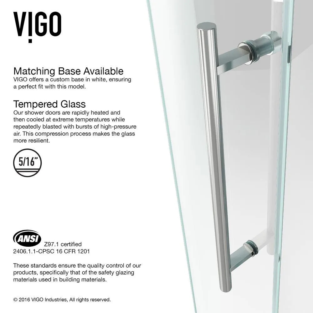 Sanibel 40.5 in. x 79.5 in. Frameless Bypass Shower Enclosure in Stainless Steel with Right Door Opening and Base, photo 5 of 12