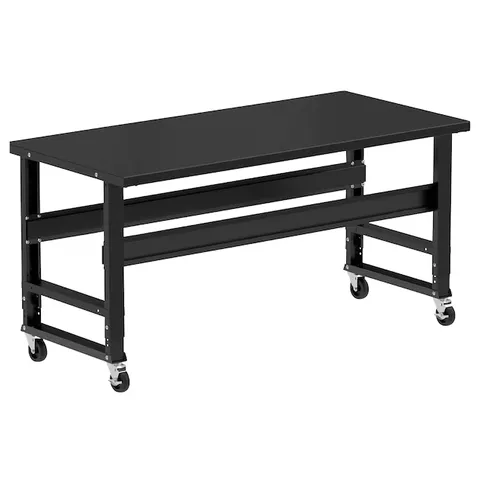 72 in long · 34.375 in high Rolling Powder Coated Finish Steel Adjustable Height Work Bench