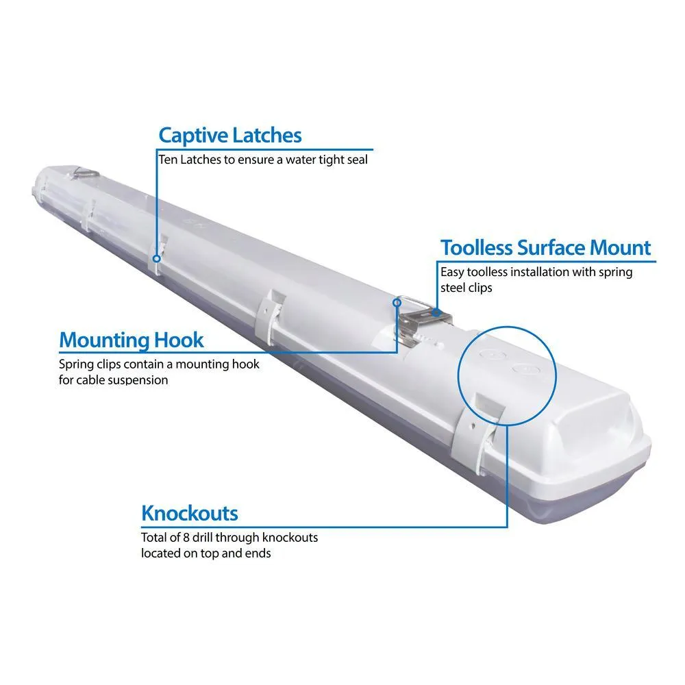 VT3 4 ft. 250-Watt Equivalent Integrated LED White Strip Light Fixture, 4000K, photo 3 of 9