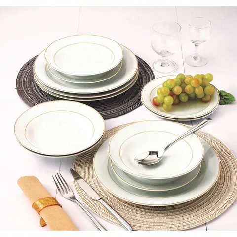 Traditional Gold rim and white Porcelain Dinnerware Set