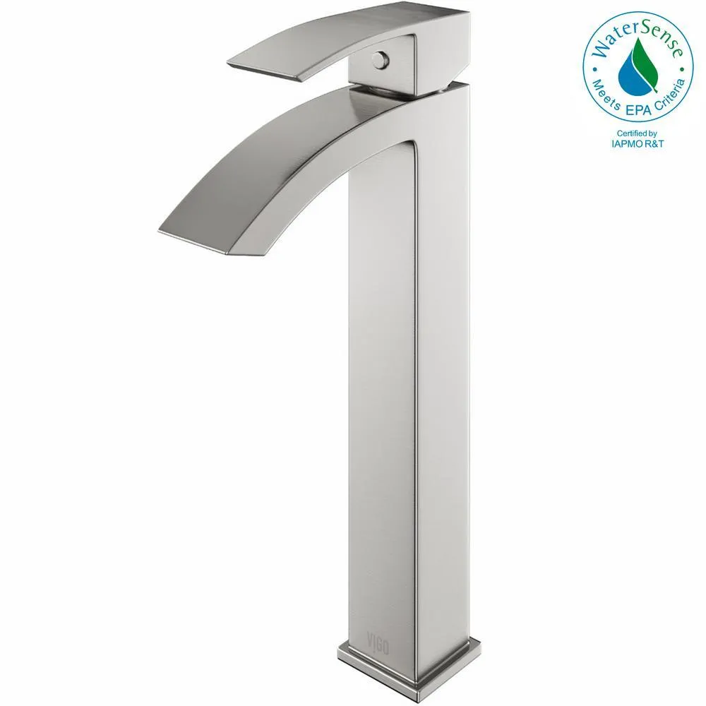 VIGO Single Hole Single-Handle Vessel Bathroom Faucet in Brushed Nickel, photo 8 of 13