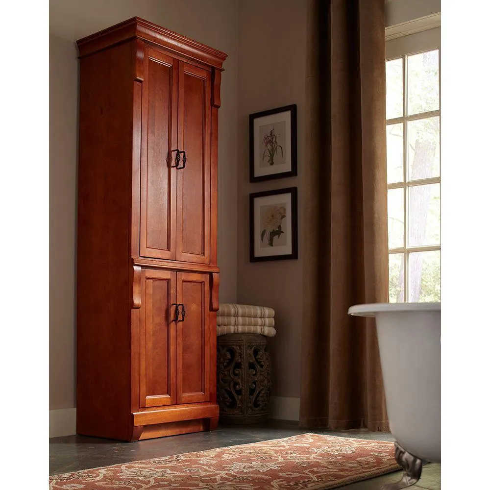 Naples 24 in. W x 17 in. D x 74 in. H Bathroom Linen Cabinet in Warm Cinnamon, photo 2 of 12