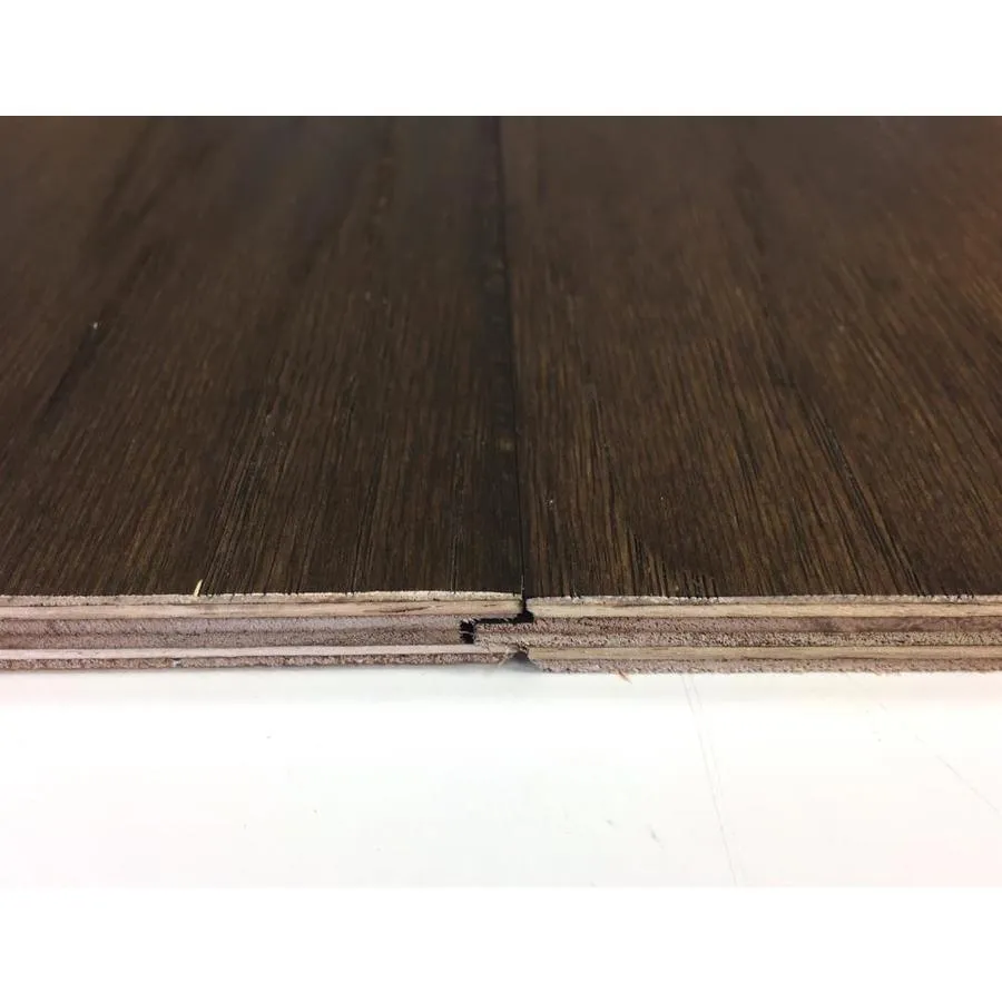 Americana Floors Barcelona Prefinished Gran Brown Distressed Hickory Handscraped Engineered Hardwood Flooring Sample, photo 3 of 7