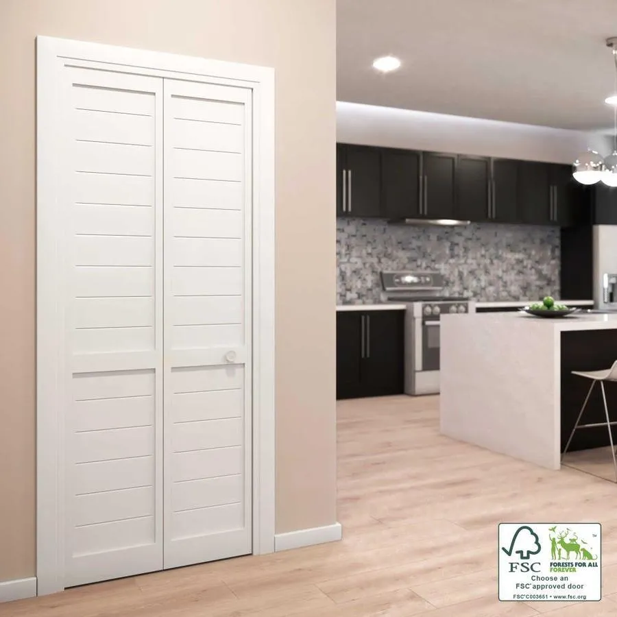 EightDoors Shaker 30-in x 80-in Finished White Louver Prefinished Pine Wood Bifold Door (Hardware Included), photo 4 of 9