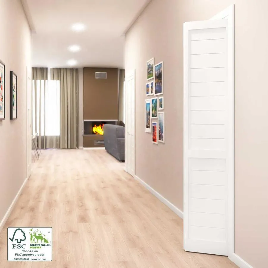 EightDoors Shaker 30-in x 80-in Finished White Louver Prefinished Pine Wood Bifold Door (Hardware Included), photo 6 of 9
