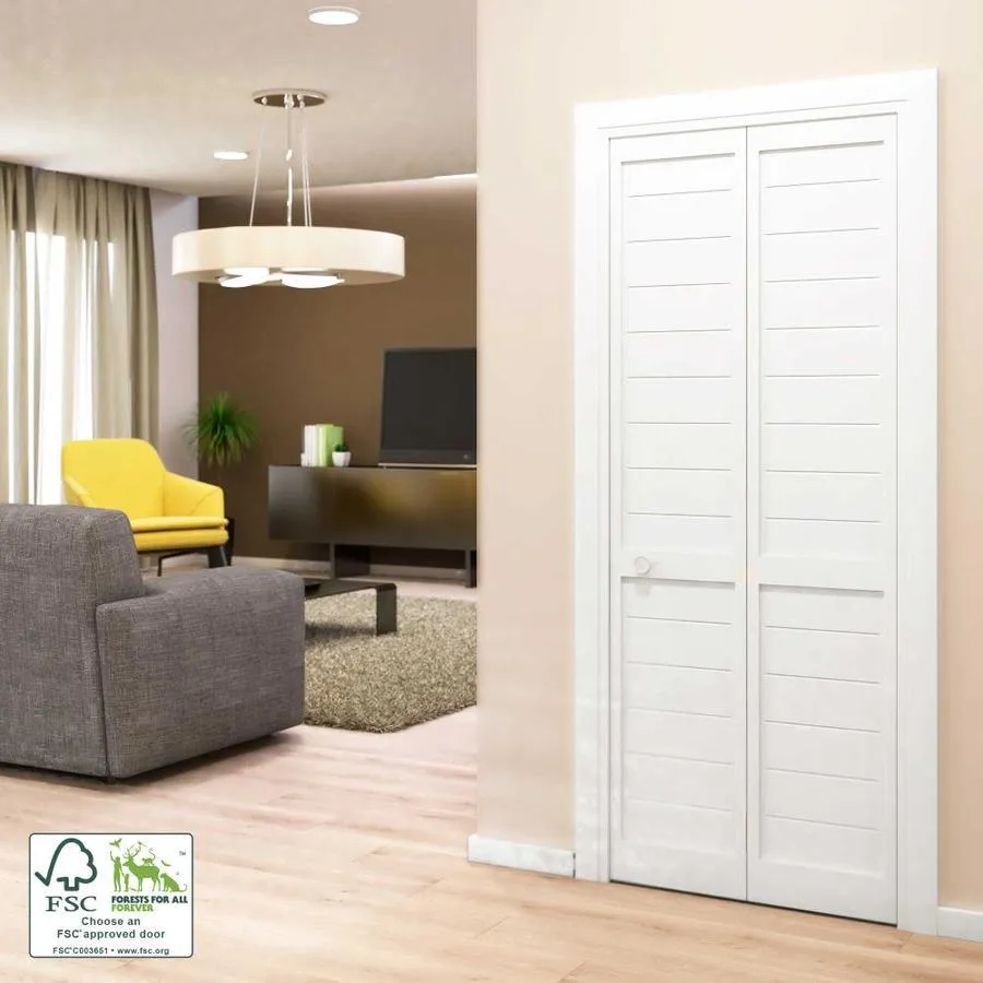 EightDoors Shaker 30-in x 80-in Finished White Louver Prefinished Pine Wood Bifold Door (Hardware Included), photo 8 of 9