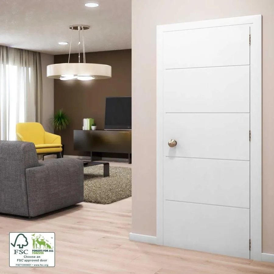 EightDoors Atlanta 30-in x 80-in Primed White Flush Primed Pine MDF Slab Door, photo 4 of 9
