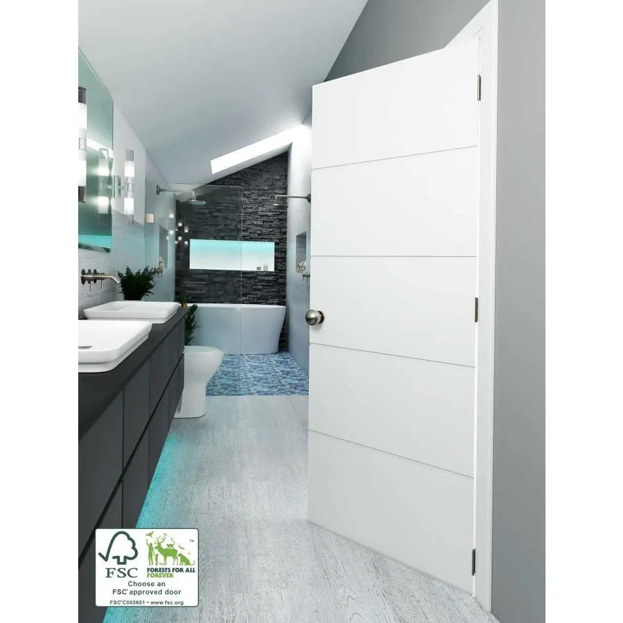 EightDoors Atlanta 30-in x 80-in Primed White Flush Primed Pine MDF Slab Door, photo 7 of 9