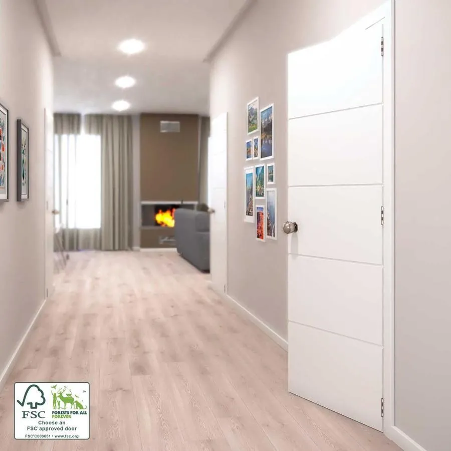 EightDoors Atlanta 30-in x 80-in Primed White Flush Primed Pine MDF Slab Door, photo 6 of 9